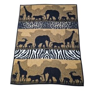 Biederlack Safari Animal Print Blanket Throw 54x70 Tan Black Made in Germany